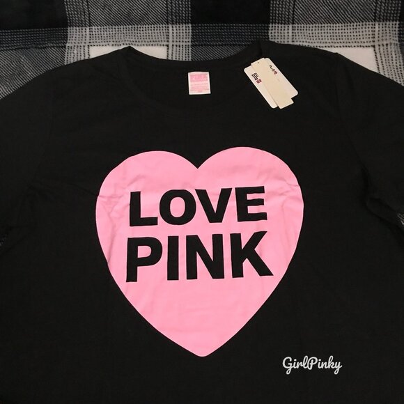 VS PINK BLACK COTTON MODAL MICRO SHORTS & ORIGINAL BLACK CAMPUS HEART TEE MEDIUM - Picture 6 of 9